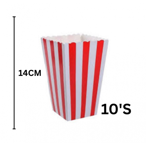 POPCORN BOXES RED & WHITE STRIPE 10PC POPCORN BOXES RED & WHITE STRIPE 10PC